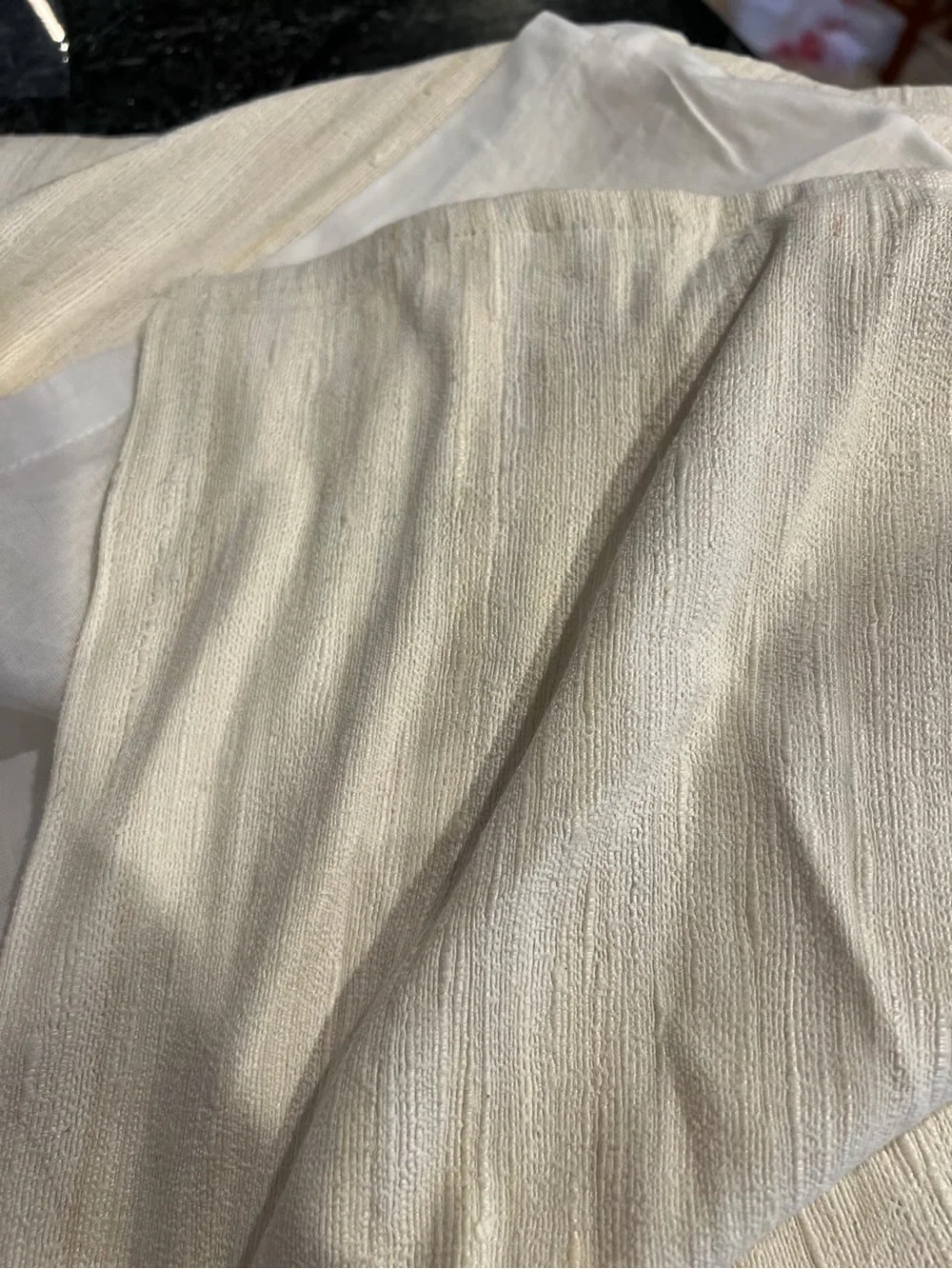Quince Raw Silk Curtain Panel Ivory